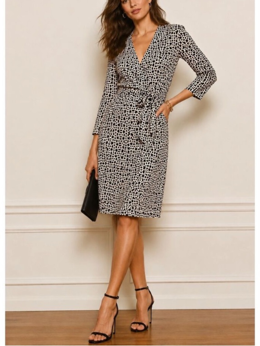 Diane Von Furstenberg DVF Julian Geometric 100% Silk Wrap Dress 4